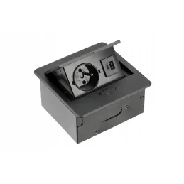Presa elettrica a scomparsa BOX MINI 1x230V + 2xUSB A+C / Nera