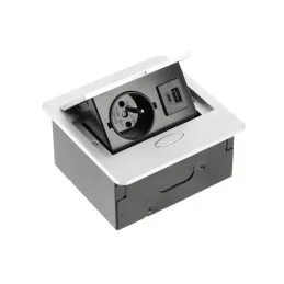 Presa elettrica a scomparsa BOX MINI 1x230V + 2xUSB A+C / Alluminio