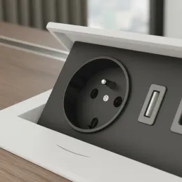 Presa elettrica a scomparsa 1x230 V + ricarica USB A-C / Bianco opaco