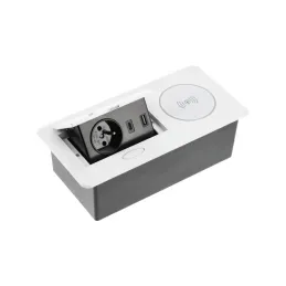 Presa elettrica a scomparsa 1x230 V + ricarica USB A-C / Bianco opaco
