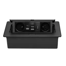 Presa elettrica a scomparsa 2x230V + ricarica USB A-C + RJ45 + HDMI / Nera
