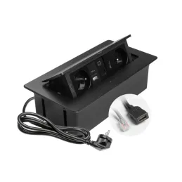 Presa elettrica a scomparsa 2x230V + ricarica USB A-C + RJ45 + HDMI / Nera