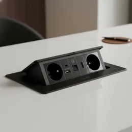 Presa elettrica a scomparsa 2x230V + ricarica USB A-C + RJ45 + HDMI / Nera