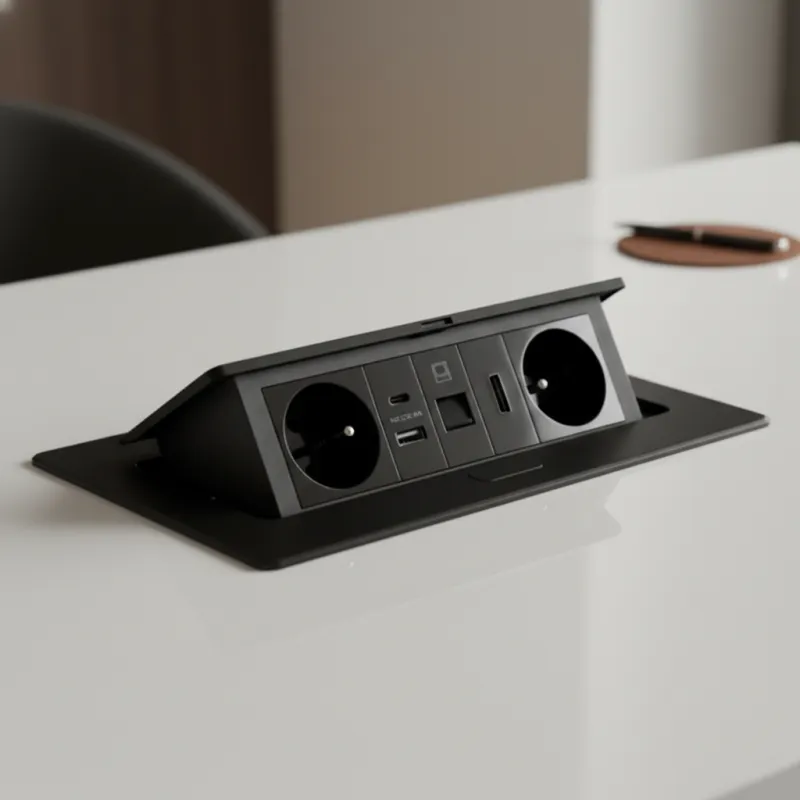 Presa elettrica a scomparsa 2x230V + ricarica USB A-C + RJ45 + HDMI / Nera