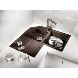 Miscelatore Blanco LINUS-S con doccetta - Silgranit / Bianco soft
