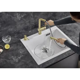 Miscelatore Blanco LINUS-S con doccetta / Oro satinato