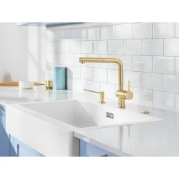 Miscelatore Blanco LINUS-S con doccetta / Oro satinato