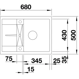 Lavello in gres Blanco METRA 45 S Compact / Nero