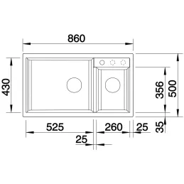 Lavello in gres Blanco METRA 9 / Nero