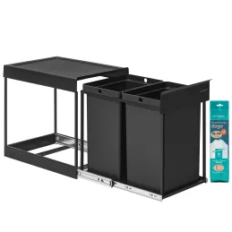 Cestino estraibile GALANT 350 mm – 2 x 20 L / Nero