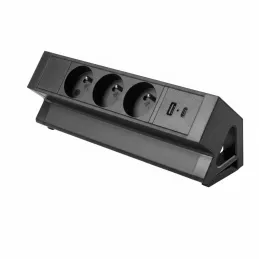 Presa da tavolo da incasso DESK 3x230V + 2xUSB per la ricarica / Nero opaco