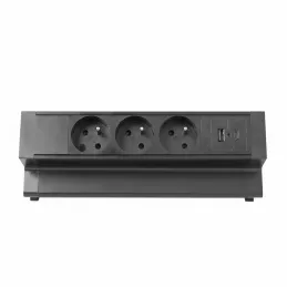 Presa da tavolo da incasso DESK 3x230V + 2xUSB per la ricarica / Nero opaco