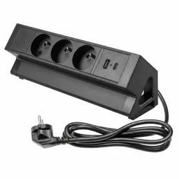 Presa da tavolo da incasso DESK 3x230V + 2xUSB per la ricarica / Nero opaco