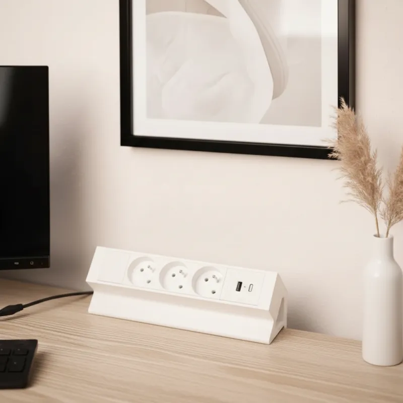 Presa da incasso per scrivania DESK 3x230V + 2xUSB per la ricarica / Bianca