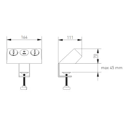 Presa da tavolo da incasso VISION SCHUKO 2x230V + ricarica 2xUSB / Grigia