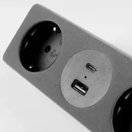 Presa da tavolo da incasso VISION SCHUKO 2x230V + ricarica 2xUSB / Grigia