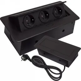 Presa elettrica a scomparsa MODERO SCHUKO 3x230V / Nero opaco