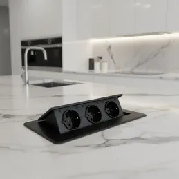 Presa elettrica a scomparsa MODERO SCHUKO 3x230V / Nero opaco