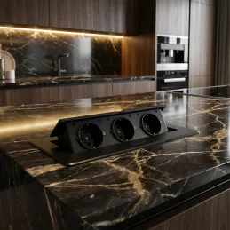 Presa elettrica a scomparsa MODERO SCHUKO 3x230V / Nero opaco
