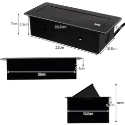 Presa elettrica estraibile MODERO SCHUKO 2x230V + ricarica USB / Nero opaco