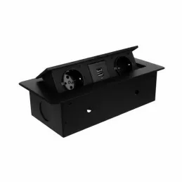 Presa elettrica estraibile MODERO SCHUKO 2x230V + ricarica USB / Nero opaco