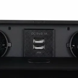Presa elettrica estraibile MODERO SCHUKO 2x230V + ricarica USB / Nero opaco