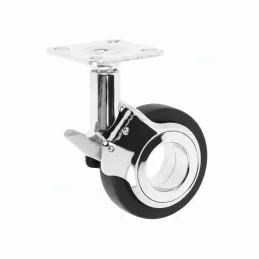Ruota per mobili con freno NOVA / Cromo - Nero