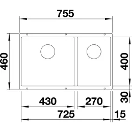 Lavello in gres Blanco SUBLINE 340 / 160 U / destro