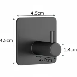 Set di 4 ganci adesivi SINO / Nero opaco