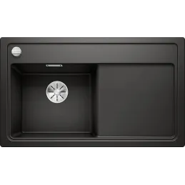 Lavello in gres Blanco ZENAR 45 S con comando eccentrico / Nero, vasca a sinistra