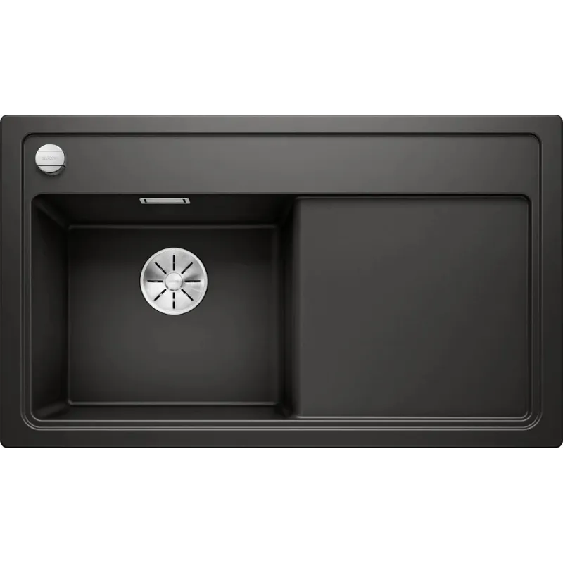Lavello in gres Blanco ZENAR 45 S con comando eccentrico / Nero, vasca a sinistra
