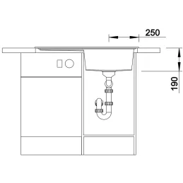 Lavello in gres Blanco ZENAR 45 S con comando remoto per piletta / Antracite, vasca a sinistra