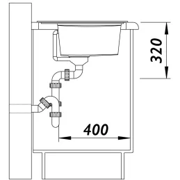 Lavello in gres Blanco ZENAR 45 S con comando remoto per piletta / Antracite, vasca a sinistra