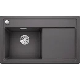 Lavello in gres Blanco ZENAR 45 S con comando remoto dello scarico / Grigio roccia, vasca a sinistra