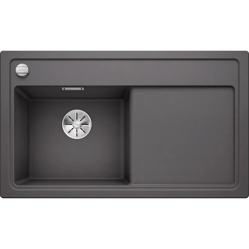 Lavello in gres Blanco ZENAR 45 S con comando remoto dello scarico / Grigio roccia, vasca a sinistra