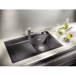 Lavello in granito Blanco ZENAR 45 S con comando eccentrico / Bianco, vasca a sinistra