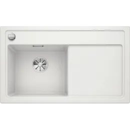 Lavello in granito Blanco ZENAR 45 S con comando eccentrico / Bianco, vasca a sinistra