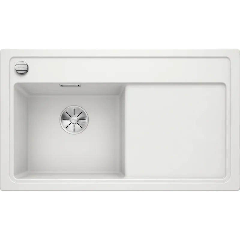 Lavello in granito Blanco ZENAR 45 S con comando eccentrico / Bianco, vasca a sinistra