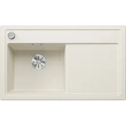 Lavello in gres Blanco ZENAR 45 S con comando remoto dello scarico / Bianco soft, vasca a sinistra
