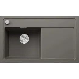 Lavello in gres Blanco ZENAR 45 S con comando eccentrico / Grigio vulcano, vasca a sinistra