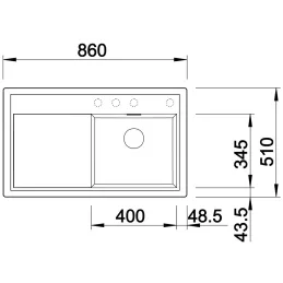 Lavello in gres Blanco ZENAR 45 S con comando remoto dello scarico / Tartufo sinistro