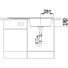 Lavello in gres Blanco ZENAR XL 6 S / con comando remoto dello scarico / vasca a sinistra