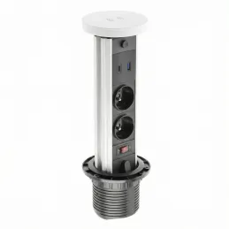 Presa estraibile LEGIA FRENCH 2x230V + USB A-C + luce / Bianco opaco