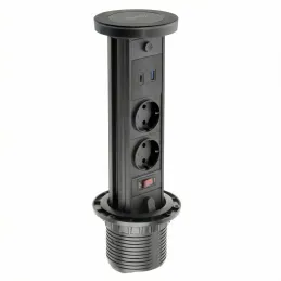 Presa estraibile LEGIA SCHUKO 2x230V + USB A-C + luce / Nero opaco