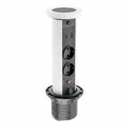 Presa estraibile LEGIA SCHUKO 2x230V + USB A-C + luce / Bianco opaco