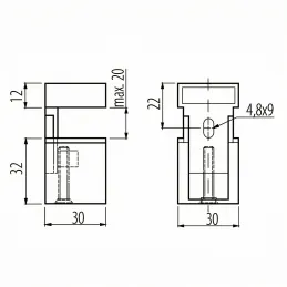 Supporto per mensola QUADRO Mini / Cromo lucido