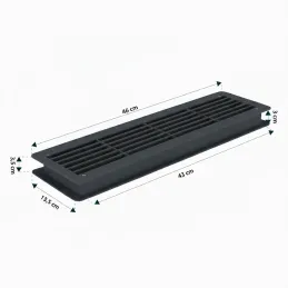 Griglia di ventilazione bilaterale per porta 430 x 115 mm / Nera
