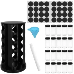 Organizzatore girevole per spezie con 20 contenitori / Nero opaco
