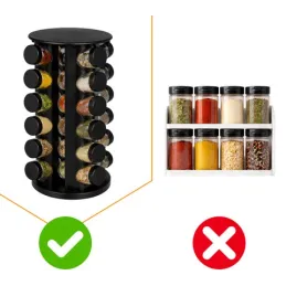 Organizzatore girevole per spezie con 20 contenitori / Nero opaco