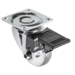 Ruota per mobili con freno LINOX 35 / Cromo - Trasparente